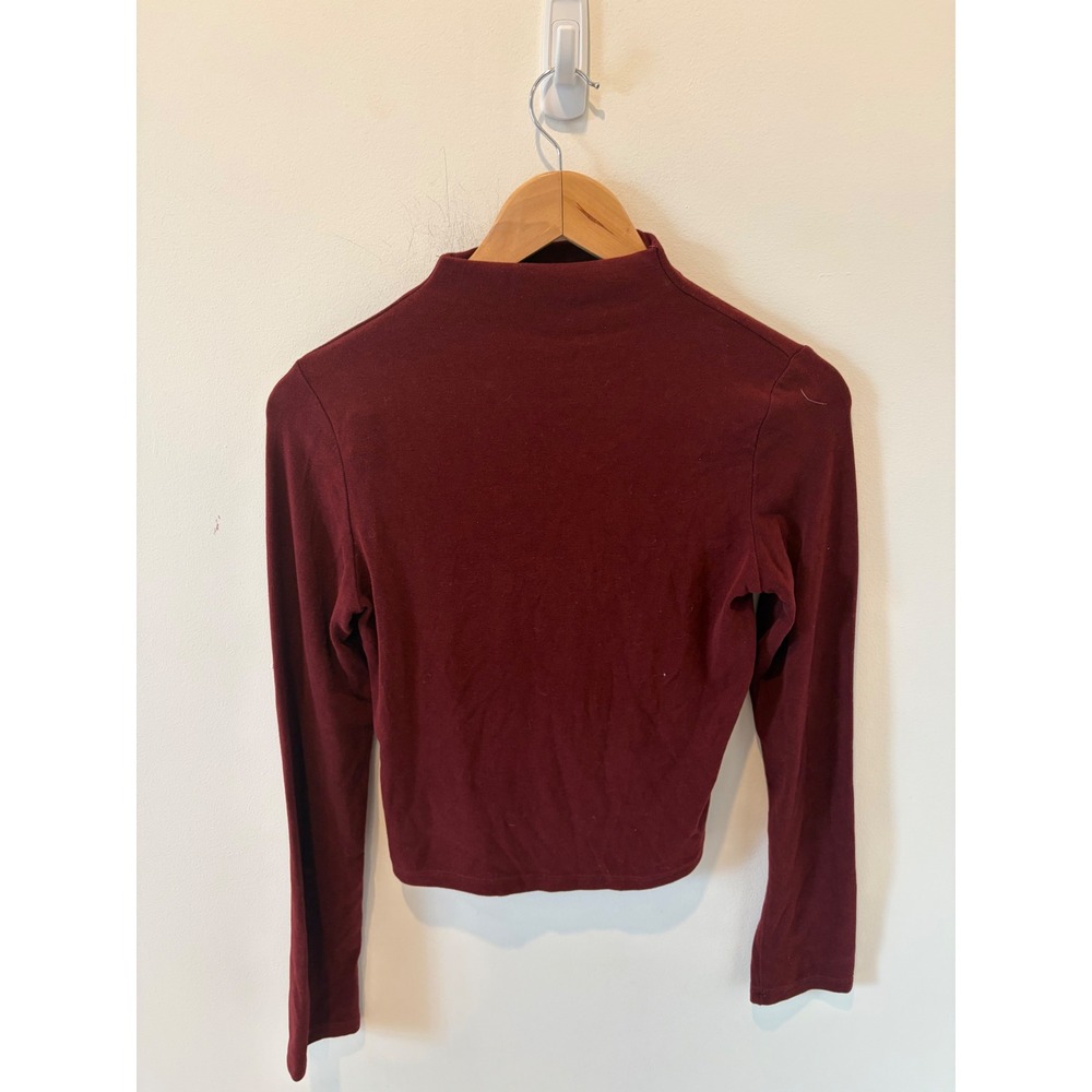 OGL Burgundy Mock Neck Long Sleeve Slim Fit Top Size Medium